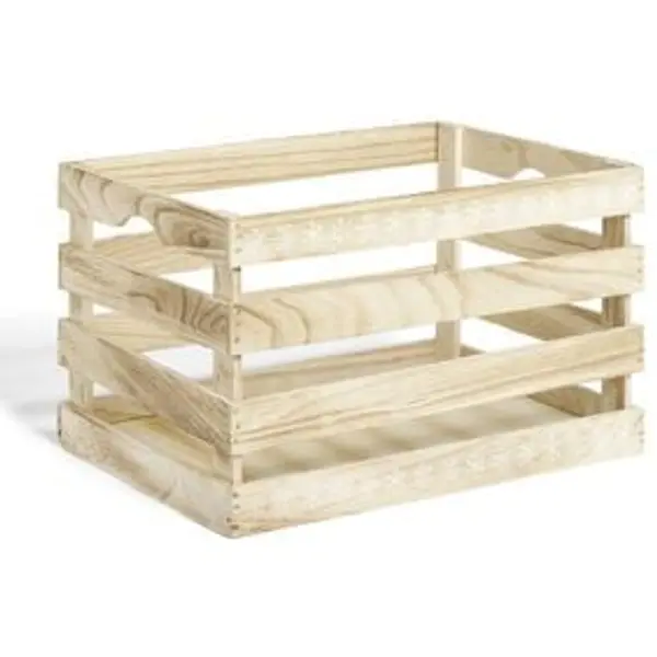 Cagette en bois motif flocon blanc 38x28xH23cm
