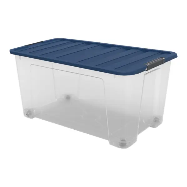 Boîte de rangement transparente avec couvercle et roues IVER 110 L