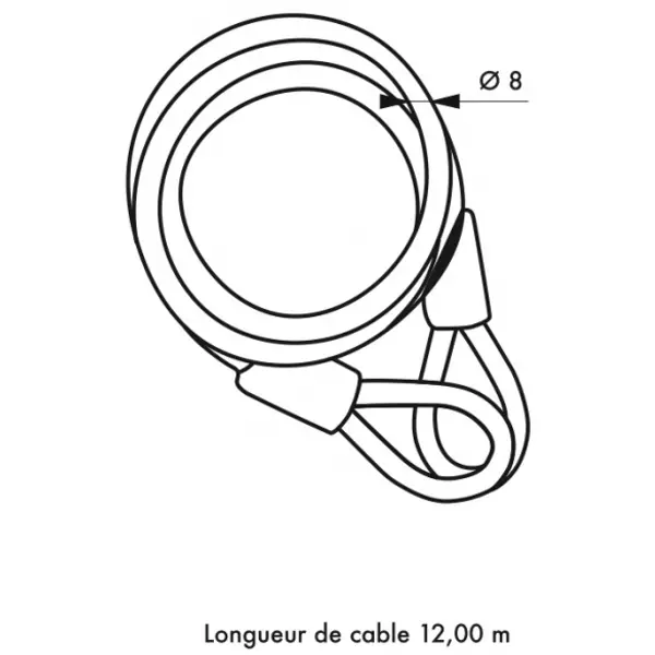 Câble antivol Twisty, vélo, abris de jardin, Ø 8, 12.00m, acier gaine PVC - THIRARD