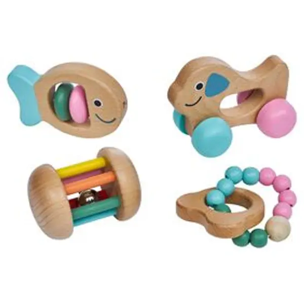 Hochet sensoriel en bois x4