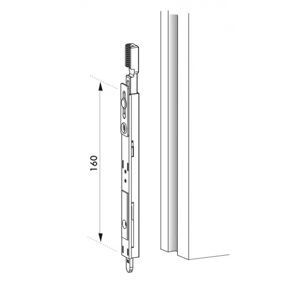Inverseur avec sortie de tringle pour fenêtre, 160x16mm, Unijet, 8-00670-02-0-1 - FERCO by THIRARD