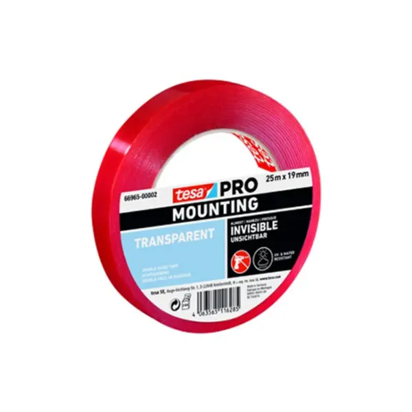 Adhesif Double Face Polyester Transparent 66965 25Mx19mm Tesa