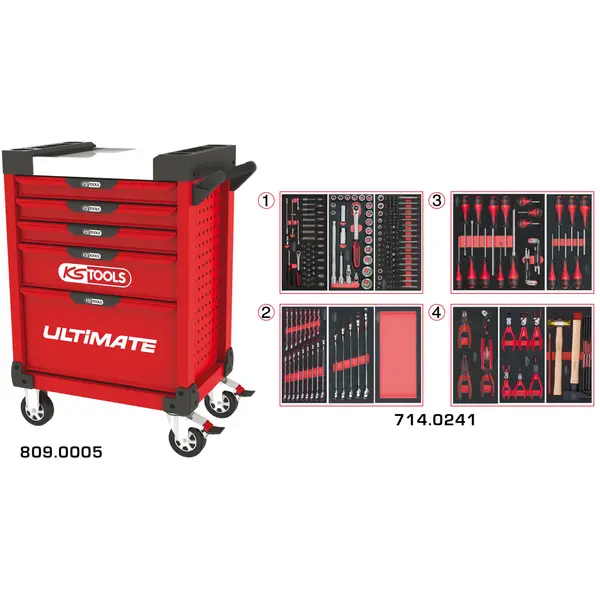 Servantes ULTIMATE 5 tiroirs équipées de 241 outils