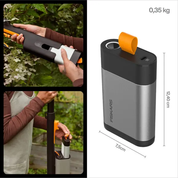 Batterie 12V-4Ah pour sécateurs ou coupe-branches à batterie Fiskars. Powerbank . Cable USB-C inclus. - FISKARS