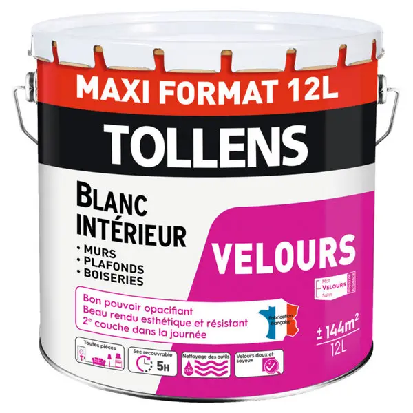 Peinture bicouche murs et plafonds intérieure velours blanc 12 L