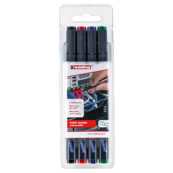 Marqueur Cable 8407 Set De 4 Assortis Edding