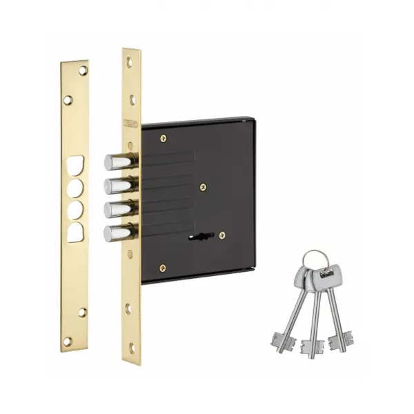 Serrure encastrable à pênes ronds pour porte d'entrée, axe 60mm, bouts carrés, 3 clés - THIRARD