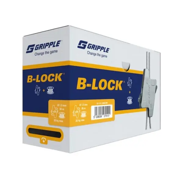 Boite 100 galets B-Lock avec 1 bobine de 150m de câble D1.5mm Gripple