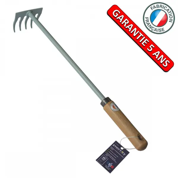 Râteau à fleurs 5 dents - manche extra-long bois PEFC - outil de jardin - PERRIN