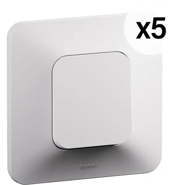 Lot de 5 interrupteurs va-et-vient encastrables blanc NEPTUNE 10 A