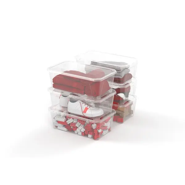 Lot de 6 boîtes plastique transparent SUNDIS, 6L, l.35.5 x P.20.5 x H.12 cm - SUNDIS