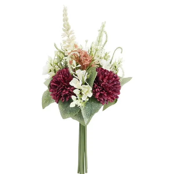 Piquet fleur artificielle Ø25xH33cm blanc et violet