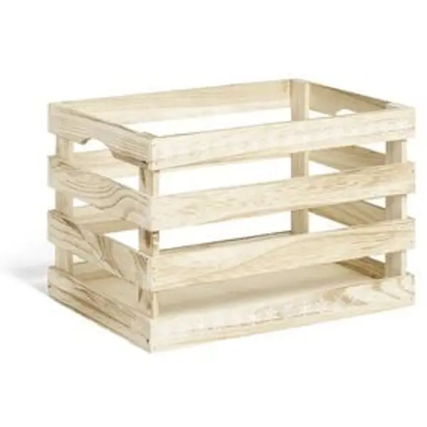 Cagette en bois motif flocon blanc 33x23xH21cm
