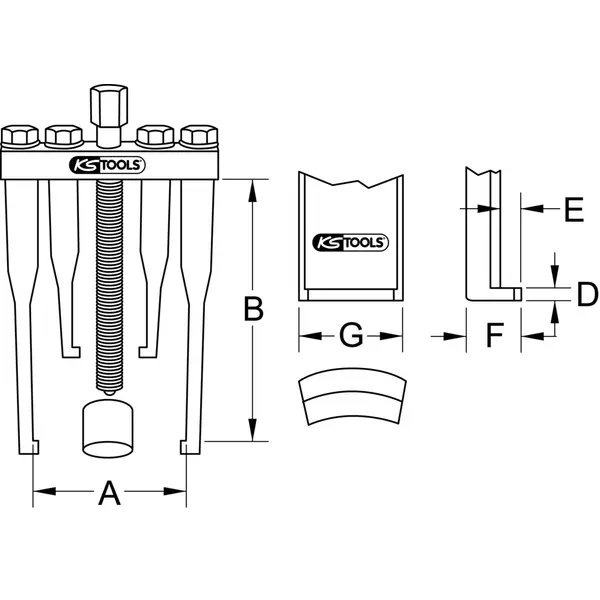 Extracteur universel de volant à 2 griffes pour VL 90x135x2,5 mm