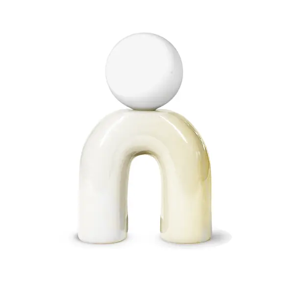 Lampe Pop u, vanille, céramique, H.31 cm, G9 - LX FRANCE