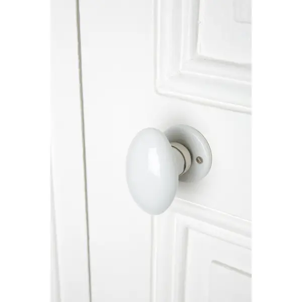 Bouton De Porte Porcelaine, Blanc Nickelé Mat Inspire, Porcelaine Sans Trou - MERIGOUS