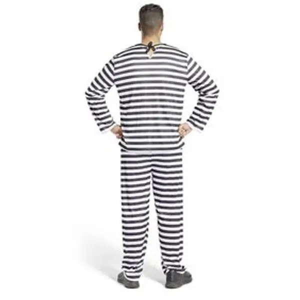 Déguisement prisonnier rayé noir blanc adulte - Taille L