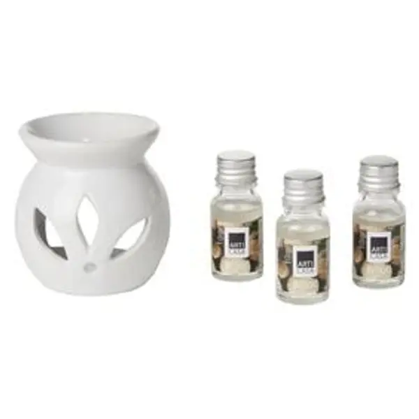 Brûleur à huile céramique avec liquide senteur bois 3x10ml