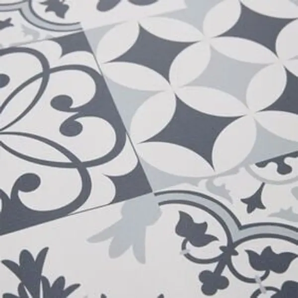 Tapis vinyle façon carreaux de ciment gris et blancs 50x70cm