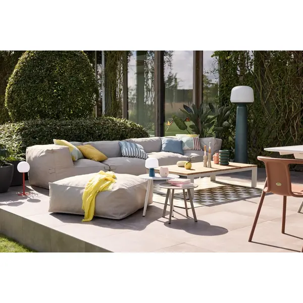 Pouf fauteuil d'angle MIXI sable - OVIALA