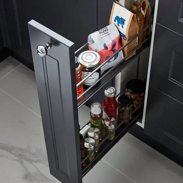 Rangement coulissant 2 niveaux pour meuble bas 15cm