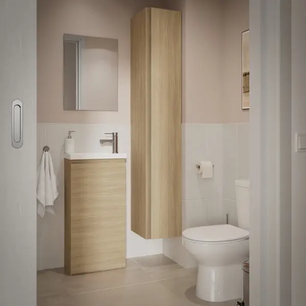 Ensemble salle de bain décor imitation chêne clair IDALIE