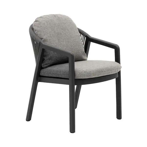 Fauteuil repas - COPENHAGEN - Graphite - Aluminium époxy et rope - PROLOISIRS