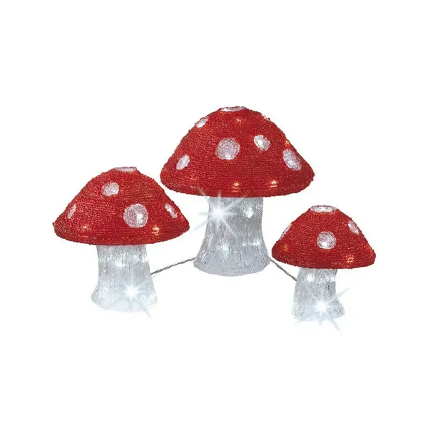 3 Champignons Lumineux De Noël 72 Led Blanc Froid - LUMINEO
