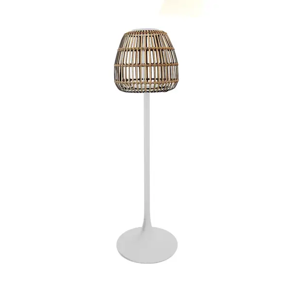 Lampe sur pied - NONA - 50 x 50 x H170 cm - Blanc / Naturel - Aluminium époxy / Wicker - PROLOISIRS
