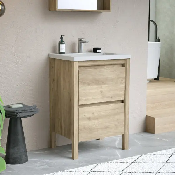 Meuble à poser décor imitation bois foncé AUTHENTIK 60 x 85 x 46 cm