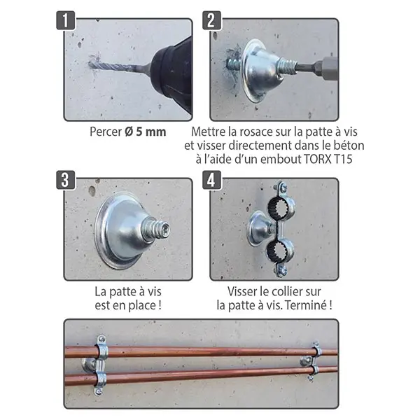 Patte a Vis Directe Béton 50mm ZG Blanc seau de 1000 ING Fixations