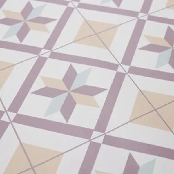 Tapis vinyle motifs carreaux de ciment rosés 50x70cm