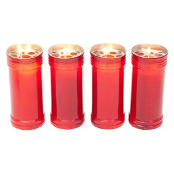 Bougie funéraire rouge H14cm x4