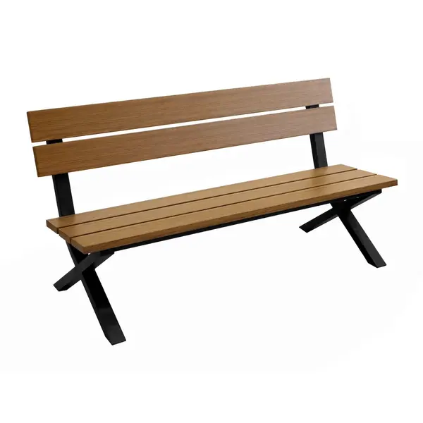 Banc avec dossier en aluminium - CROSSWAY 160 - Assise à lattes - Hauteur d’assise 45 cm - Coloris heat et graphite - PROLOISIRS