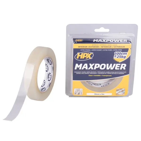 Adhésif double-face Max Power Transparent 5 m HPX