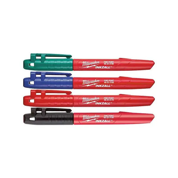 MILWAUKEE Pack de 4 marqueurs Inkzall couleur pointe fine - 48223106