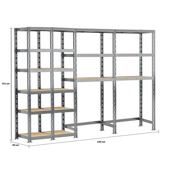 Concept rangement de garage - longueur 240 cm - 18 plateaux - Modulö Storage