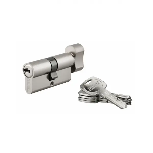Cylindre de serrure à bouton Trafic 6, 30Bx30mm, nickel, anti-arrachement, anti-perçage, 5 clés - THIRARD