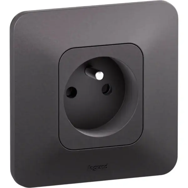 Prise de courant encastrable NEPTUNE 2p+T 16A noire 87x87 cm