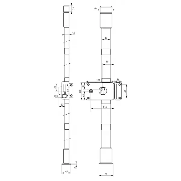 Boitier de serrure en applique Horga à fouillot pour porte d'entrée, droite, 3 pts, axe 55mm, blanc - THIRARD