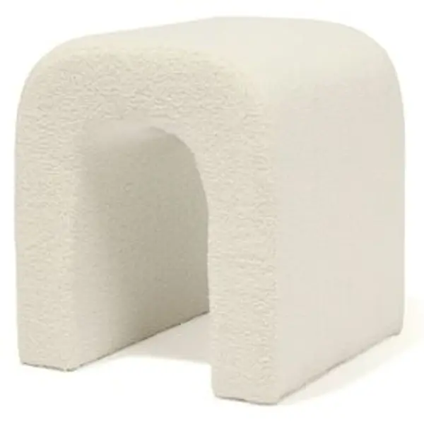 Bout de canapé Joseph curly effet laine bouclée blanc - L40xP40xH45 cm