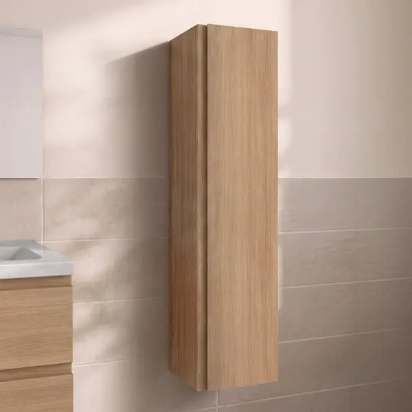 Colonne de rangement salle de bain décor imitation chêne clair IDALIE 120 x 30 x 36 cm