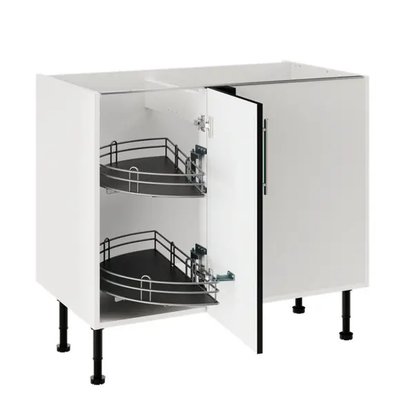 Meuble de rangement bas d’angle 100 cm demi-lune anthracite mat DORICE