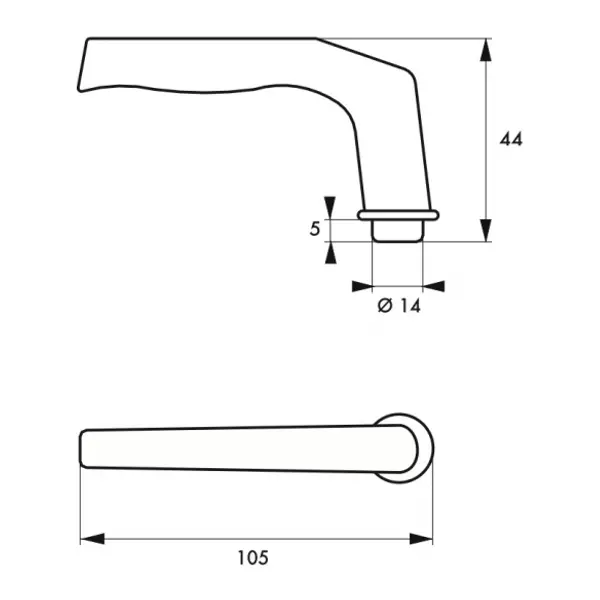 Paire de béquilles pour porte, carré 7mm, 1 portée, alu poli - THIRARD