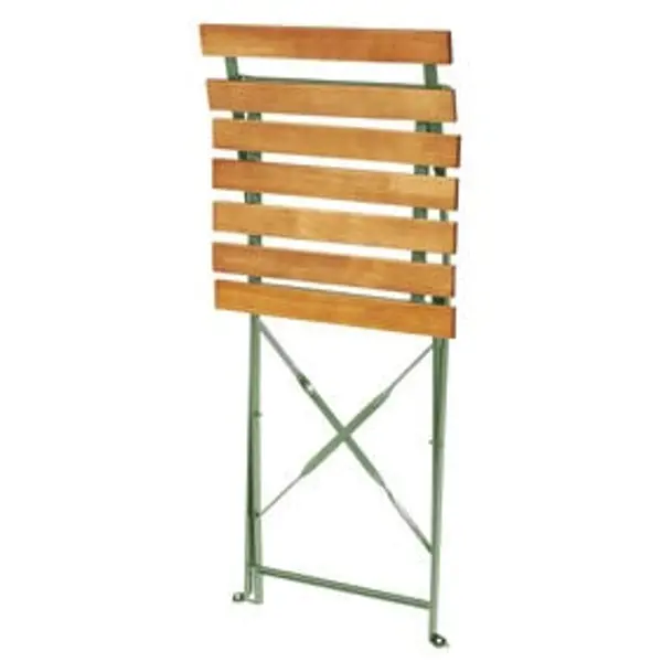 Chaise de jardin pliante Bali métal vert et bois 39x47xH77 cm