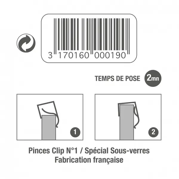Lot de 6 pinces clip 3-6 mm pour sous-verre LE CROCHET FRANCAIS L.20 x l.15 mm - LE CROCHET FRANCAIS