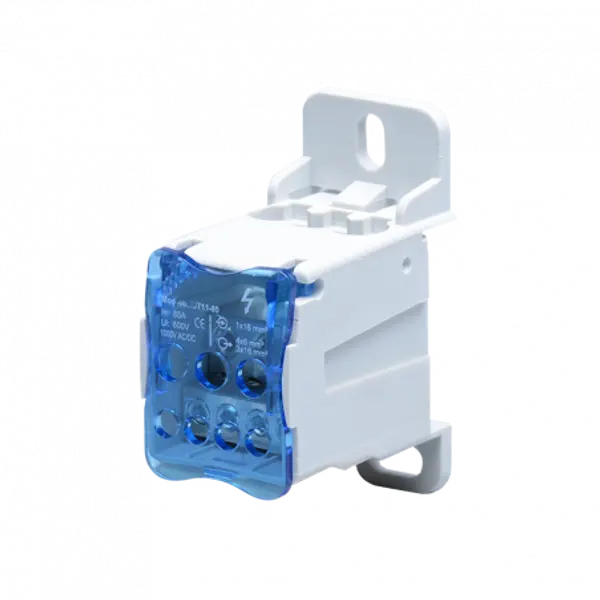 Répartiteur unipolaire 80A 1000V - 1 entrée 16mm² - 6 départs 4x 6mm² + 2x 16mm²