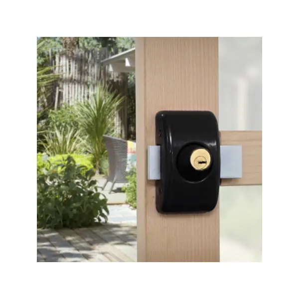 Verrou double entrée Universel pour porte d'entrée, cylindre 45mm, acier, 4 clés, epoxy noir - THIRARD