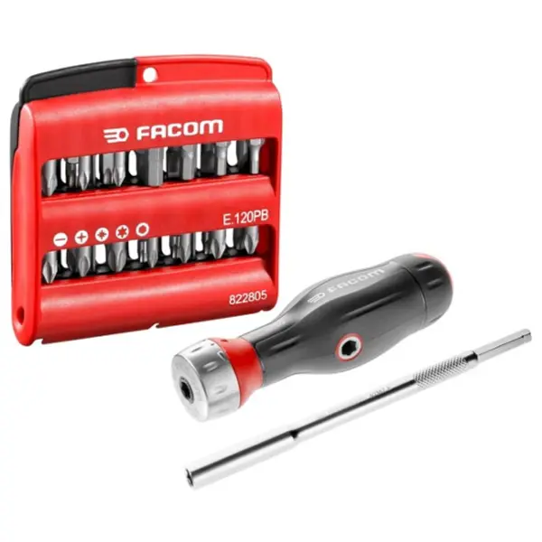 Tournevis Protwist 3 en 1 cliquet + 28 embouts de vissage Facom
