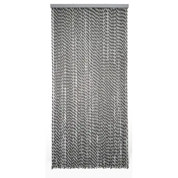 Rideau de porte en corde - 90 x 200 cm - coton gris et blanc 54 bandes - Jardiline